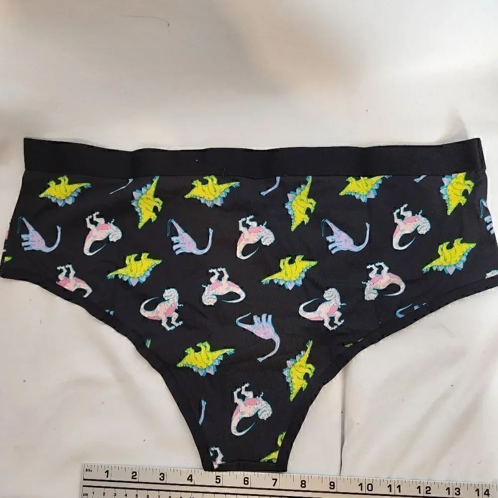 3X 22W 24W Torrid Black Dinosaur Cotton Cheeky Panty Mid Rise Pink T Rex Lingeri - Picture 3 of 6